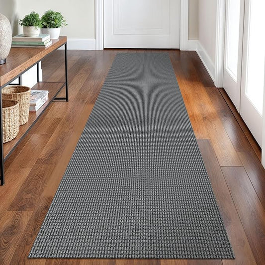 Braided Runner Rug 2x8 Ft Washable Runners for Hallways Non Slip Rubber Backed Kitchen Runners Cotton Entryway Runner Indoor, Woven Floor Carpet for Hall Kitchen Bedroom, Dark Grey/Grey