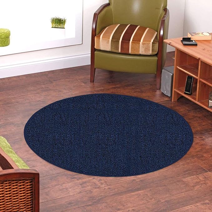 Ambiant Broadway Collection Pet Friendly Indoor Outdoor Area Rugs Blue - 3' Round, Stain & Fade Resistant, Easy Care, Pet & Kids Friendly, Made in USA, Perfect for Weddings & Everyday Use!
