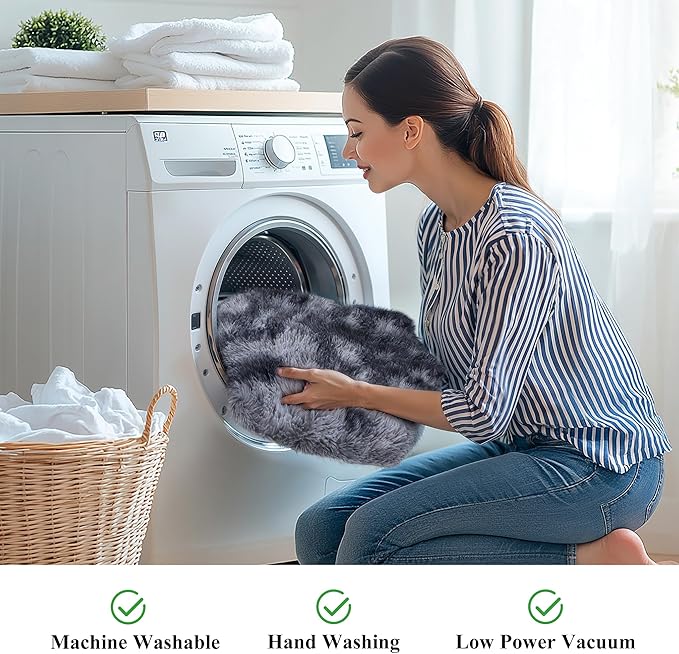 3x5 Dark Grey Fluffy Shag Rug for Bedroom, Soft Plush Fuzzy Washable Floor Non Slip Small Carpet for Living Room, Modern Comfy Furry Shaggy Area Rugs for Kids Baby Nursery Dorm, Tie-Dye Gray
