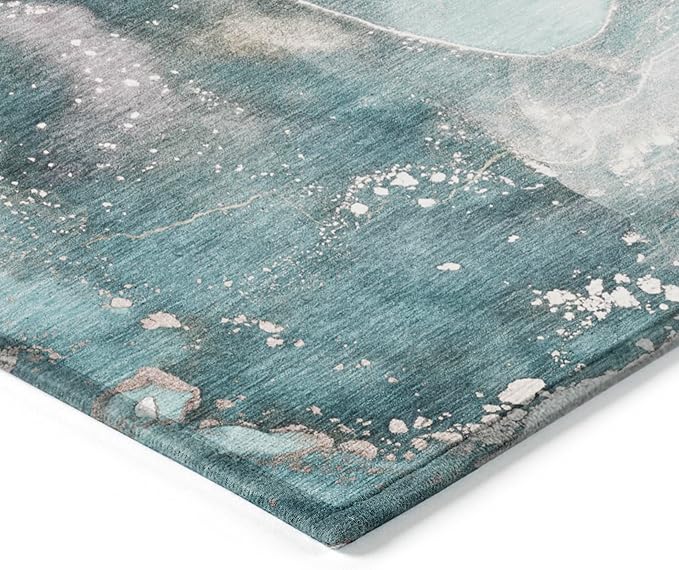 Addison Rugs Chantille ACN518 Teal 10' x 14 Indoor Outdoor Area Rug, Stain Resistant, Machine Washable, Non Shedding, Bedroom, Living Room, Dining Room, Kitchen Rug