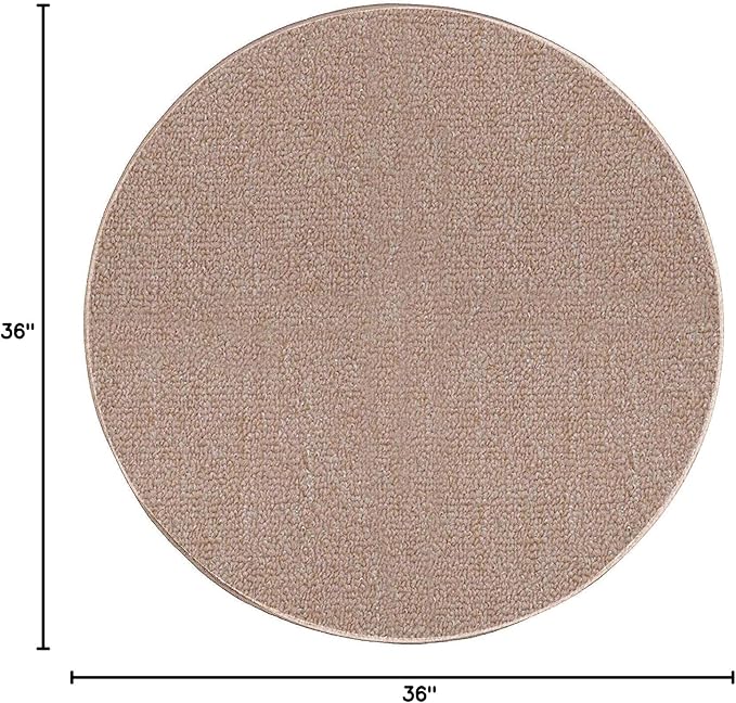 Ambiant Broadway Collection Pet Friendly Indoor Outdoor Area Rugs Beige - 3' Round, Stain & Fade Resistant, Easy Care, Pet & Kids Friendly, Made in USA, Perfect for Weddings & Everyday Use!