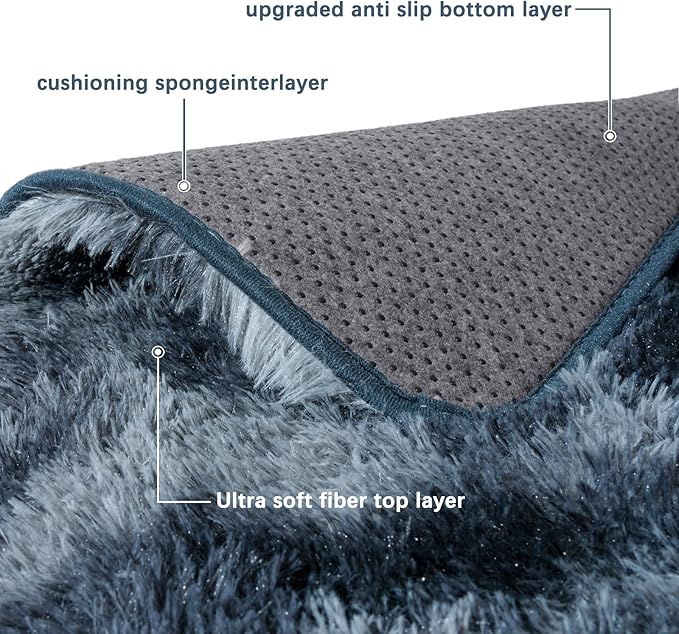 9x12 Area Rug for Living Room, Ultra Soft Large Shag Rug Fluffy Carpet for Bedroom, Plush Modern Floor Rug for Kids Girls Room Nursery Home Decor Aesthetic, Blue Grey