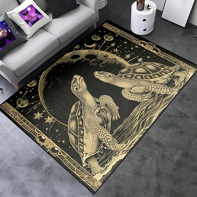 Tortoise Area Rug - Outer Space Tortoise Rug for Kids Boys Tortoises Rugs for Bedroom, 47" L x 31" W