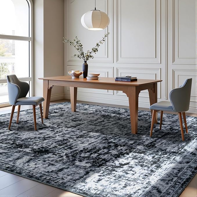 5x8 Non Slip Area Rug, Modern Soft Rugs for Living Room Machine Washable Easy Clean, Kids Pet Friendly Non Shedding, Comfortable for Bedroom Dining Room Kitchen Home Office Floor - Gray