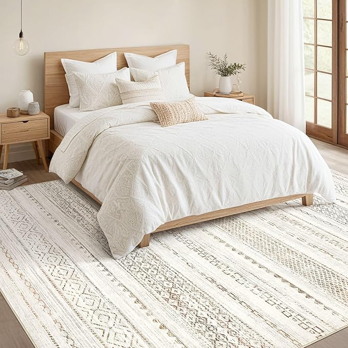 10x14 Area Rugs Living Room: Washable Boho Large Neutral Modern Soft Stain Resistant Farmhouse Indoor Floor Rug Non Slip Accent Carpet for Bedroom Nursery Kids Playroom Office Dining Room- Colorful