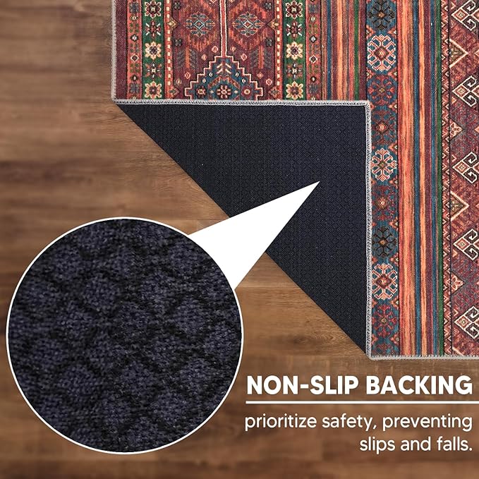 Keen Home Design Machine Washable Area Rugs with Non-Slip Backing, Ideal for Hallway, Living Room, Bedroom, Kitchen and Laundry Room, Vintage Moroccan and Low Pile Rug - (2'6'' x 12'), 233301