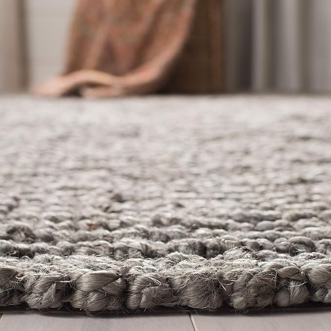 SAFAVIEH Natural Fiber Collection Area Rug - 8' x 10', Light Grey, Handmade Chunky Textured Jute 0.75-inch Thick, Ideal for High Traffic Areas in Living Room, Bedroom (NF447G)