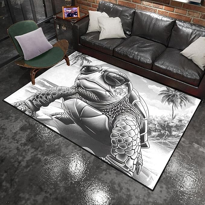 Sea Turtle Rugs for Bedroom - Sea Turtle Ocean Animal Prints Carpet Rugs for Kids Boys Room Underwater Ocean Theme Decor, 47 x 39 Inches