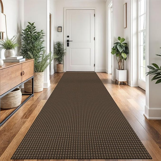 Braided Runner Rug 3x12 Ft Washable Runners for Hallways Non Slip Rubber Backed Kitchen Runners Cotton Long Entryway Runner Indoor, Woven Carpet for Hall Kitchen Entryway, Brown