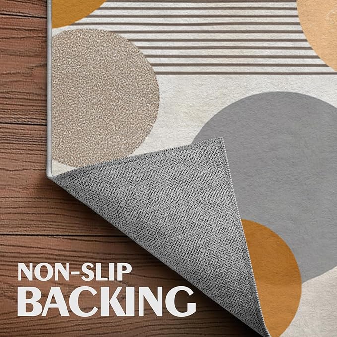 2x3 Area Rugs for Living Room Machine Washable Boho Circle Pattern Rug Non Slip Printed Abstract Geometric Rug Carpet Friendly Modern Rug for Bathroom Bedroom Dining Room Kitchen