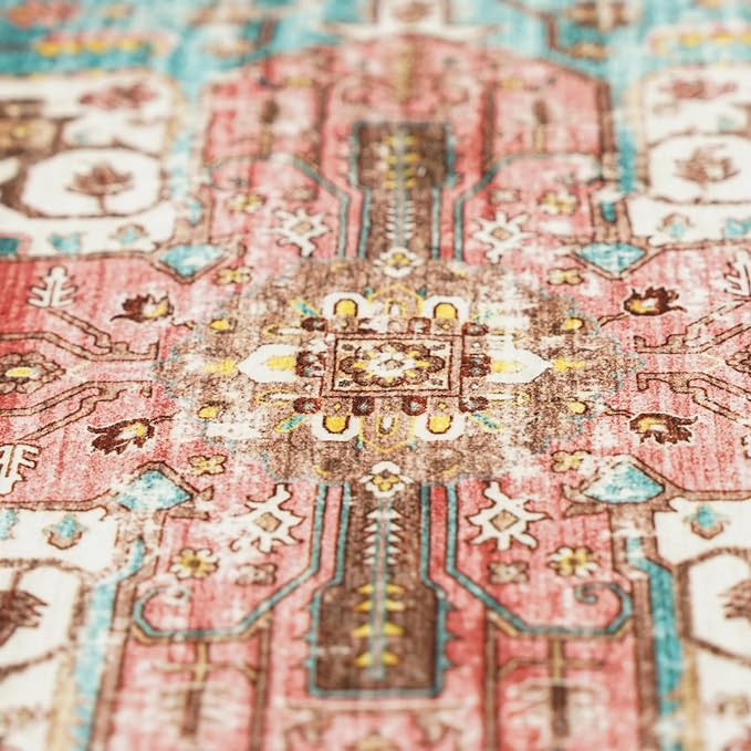 RUUGME Washable 8x10 Area Rugs - Large Rugs for Living Room Stain Resistant Carpet Vintage Rugs for Bedroom with Non Slip Backing Home Decor Floor Decoration Mat (8x10 Green)