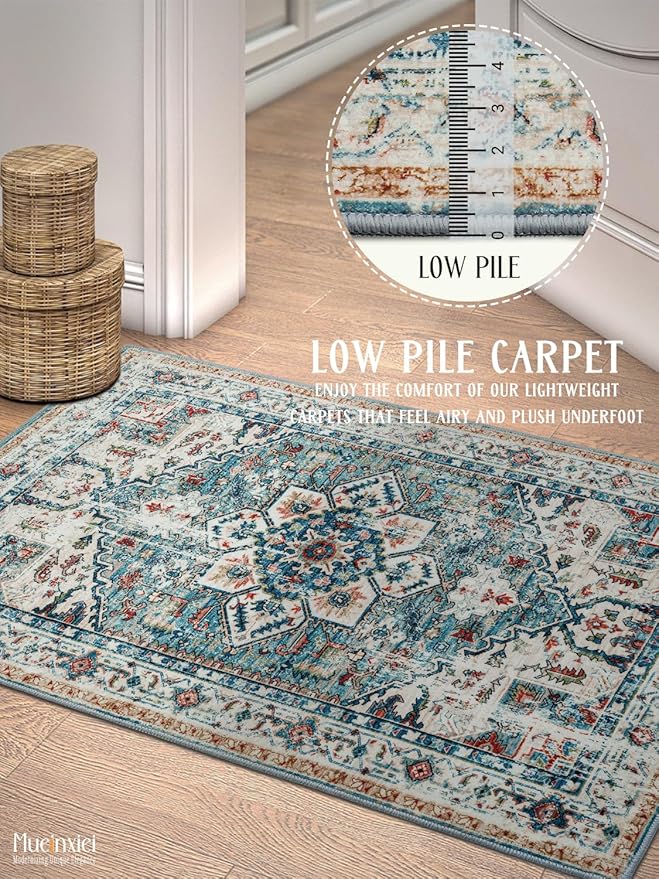 Area Rug 2x6 Hallway Runner Rugs,Non Slip Machine Washable Hallway Runner Rug Soft Bedroom Rug, Low PileLightweight Rugs for Entryway, Hallway, Kitchen and Corridor