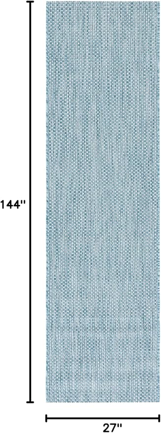 SAFAVIEH Courtyard Collection CY8521 Indoor/ Outdoor splashpoof Easy scrubbing Patio Backyard Mudroom Runner-Rug, 2'3' x 12', Aqua/Grey