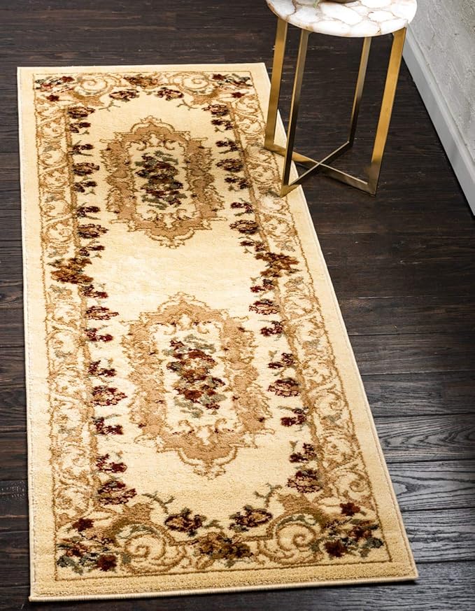 Unique Loom Versailles Collection Traditional Classic Floral Motif Area Rug (2' 2 x 6' 0 Runner, Ivory/ Tan)