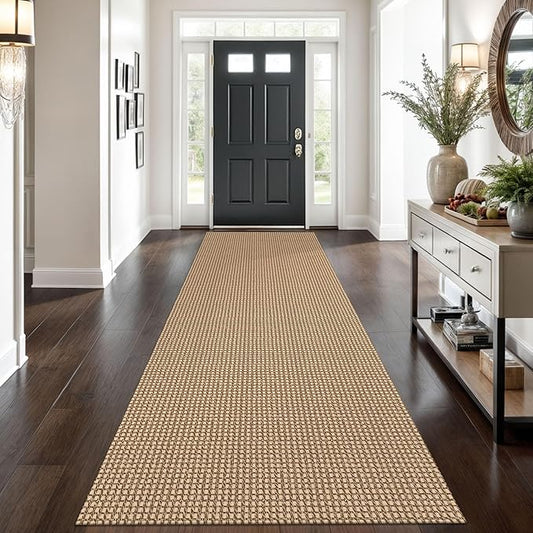 Braided Runner Rug 3x10 Ft Washable Runners for Hallways Non Slip Kitchen Runner Rug Cotton Long Entryway Runner Indoor, Woven Carpet for Hall Kitchen Entryway, Orange/Tan/Brown