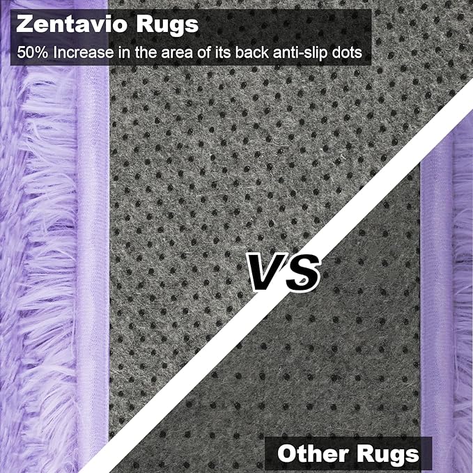 Zentavio Purple Rugs for Girls Room 6x9 Large Area Rugs for Living Room Carpet for Bedroom Washable Soft Fluffy Shag Aesthetic Plush High Pile Throw Rug for Nursery Kids Room Dorm Room Tie-Dyed