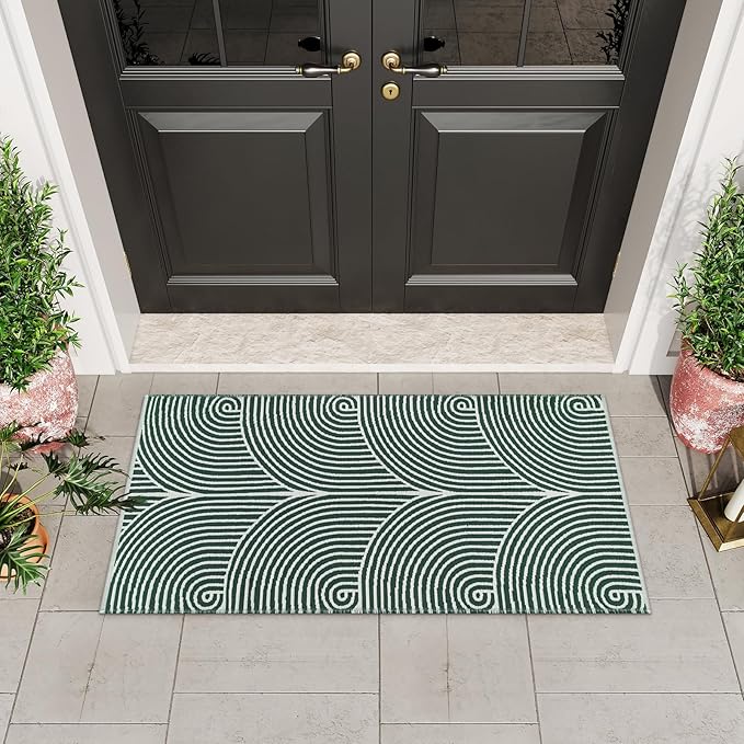 Tiffasea Kitchen Runner Rug 2'x4.3', Washable Small Area Rug Reversible Farmhouse Green Bathroom Rugs Modern Entry Rug Front Door Mat Throw Rugs for for Foyer Bedroom Entry Back Door