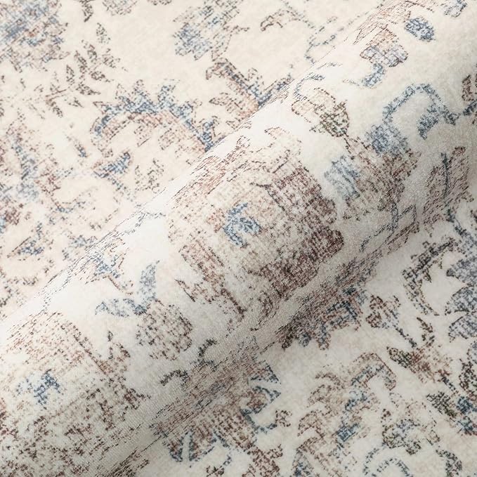 Taupe Runner Rug 3x7 Hallway Machine Washable Kitchen Vintage Distressed Non Slip Long Carpet Indoor Retro Floral Bedroom Accent Throw Rug for Bathroom Office Laundry Dining Living Room