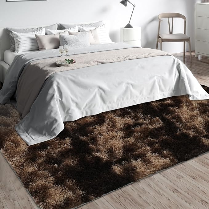 10x14 Large Area Rugs for Living Room Bedroom,Big Shag Rug for Bedroom Dorm,Soft Fluffy Indoor Carpet Nursery Rugs for Kids Girls Room Home Decor (Mottling Brown, 10X14 Feet)