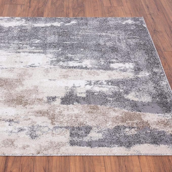 LUXE WEAVERS Euston Collection Gray-Gray 4x5 Modern Abstract Area Rug