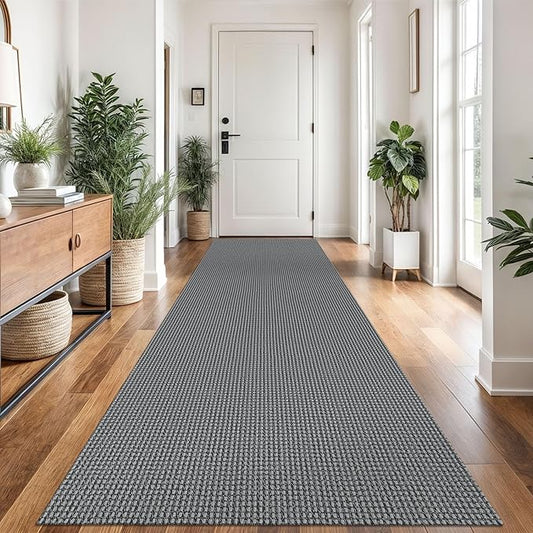 Braided Runner Rug 3x12 Ft Washable Runners for Hallways Non Slip Rubber Backed Kitchen Runners Cotton Long Entryway Runner Indoor, Woven Carpet for Hall Kitchen Entryway, Dark Grey/Grey