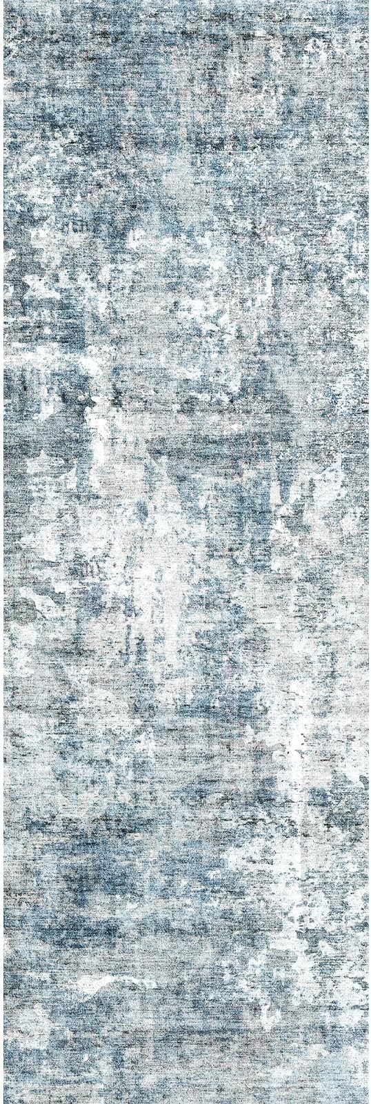 Runner Rug 2'x6' Abstract Washable Non-Slip Runner Rugs for Kitchen Bathroom Laundry Room Blue Vintage Floor Carpet Runners for Hallway Entryway
