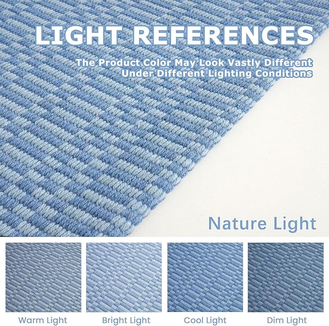 KOZYFLY Washable Runner Rug 2x5 Ft Runners for Hallways Rubber Backed Throw Rug, Braided Cotton Entryway Runner Indoor, Carpet Runners for Hallway Kitchen Entryway Bedroom, Blue
