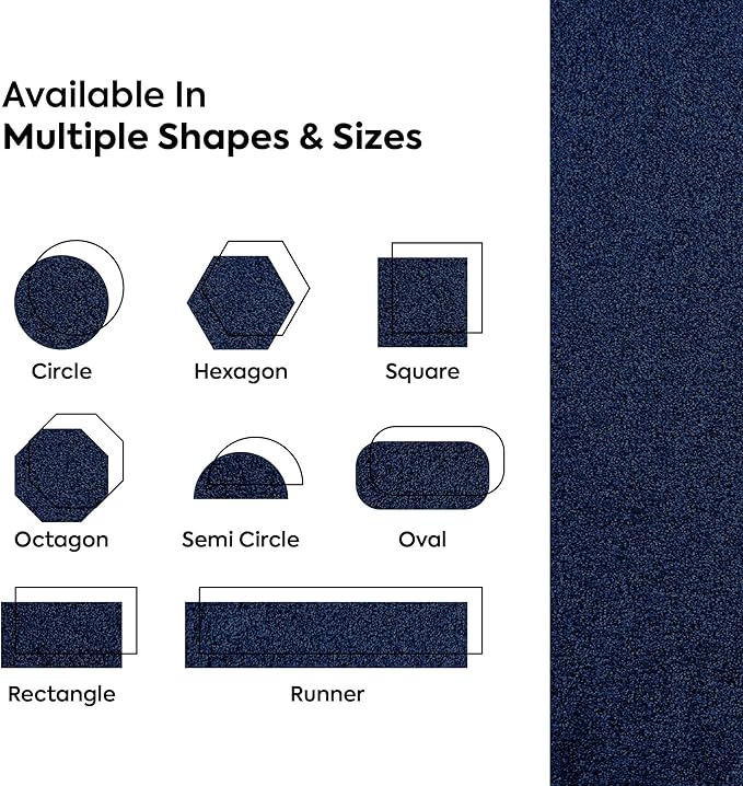 Furnish my Place Modern Indoor/Outdoor Commercial Solid Color Rug - Navy, 3' x 16', Runner, Pet and Kids Friendly Rug. Made in USA, Area Rugs Great for Kids, Pets, Event, Wedding