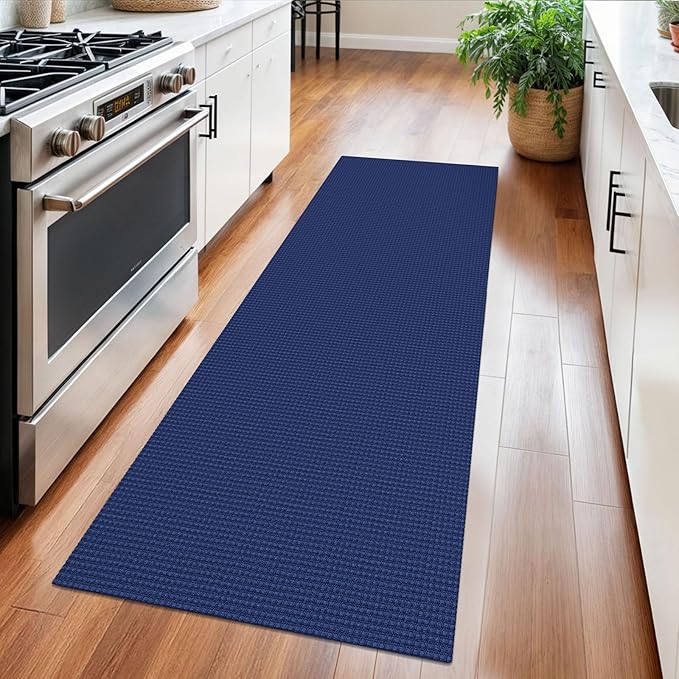 Braided Runner Rug 2x5 Ft Washable Runners for Hallways Kitchen Runner Rug Rubber Backed Cotton Entryway Runner Indoor, Woven Floor Carpet for Hall Kitchen Bedroom, Royal Blue/Navy