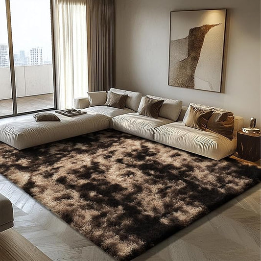 6x9 Fluffy Area Rug for Living Room,Shag Area Rugs for Bedroom,Soft Fuzzy Rug Non-Shedding Indoor Plush Carpet for Kids Bedroom Nursery Dorm Home Decor,Mottling Coffee
