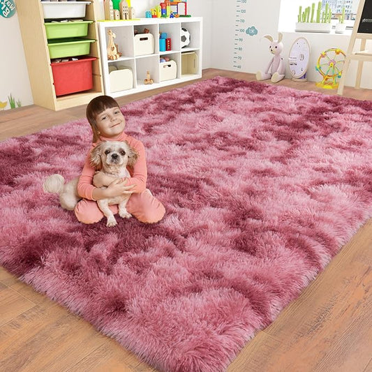 5x7 Area Rugs for Living Room, Plush Thick Carpets for Boy and Girls Room, Modern Soft Shag Rug for Bedroom, Non Slip, Large Indoor Carpet for Nursery Dorms Home Decor Aesthetic, Red