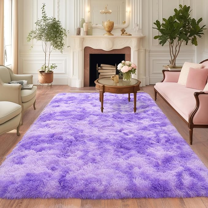5x7 Area Rugs for Living Room, Plush Thick Carpets for Boy and Girls Room, Modern Soft Shag Rug for Bedroom, Non Slip, Large Indoor Carpet for Nursery Dorms Home Decor Aesthetic, Purple