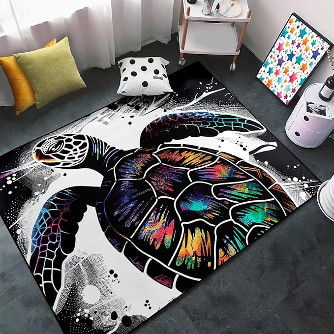 Sea Turtle Carpet Rugs - Kids Sea Turtle Coastal Rug for Bedroom Ocean Life Theme, 2'5"×4'
