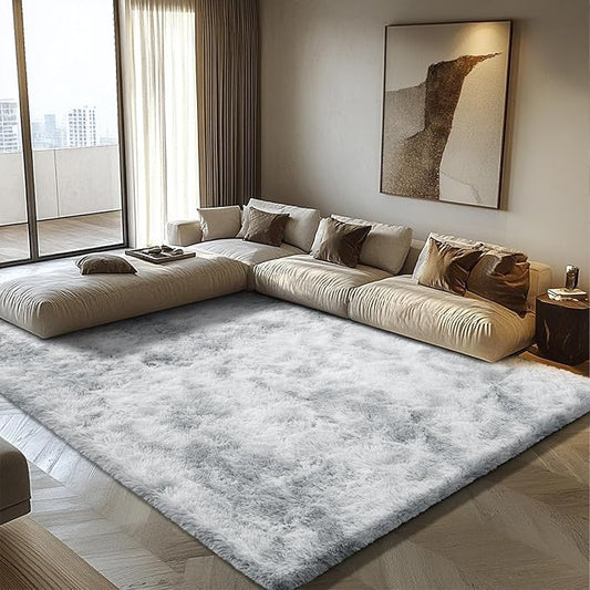6x9 Fluffy Area Rug for Living Room,Shag Area Rugs for Bedroom,Soft Fuzzy Rug Non-Shedding Indoor Plush Carpet for Kids Bedroom Nursery Dorm Home Decor,Mottling Grey
