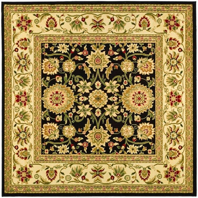 SAFAVIEH Lyndhurst Collection 3'3" Square Black/Ivory LNH212A Traditional Oriental Non-Shedding Living Room Bedroom Accent Rug