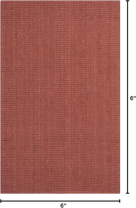 SAFAVIEH Natural Fiber Collection 6' Square Rust NF447C Handmade Chunky Textured Premium Jute 0.75-inch Thick Area Rug