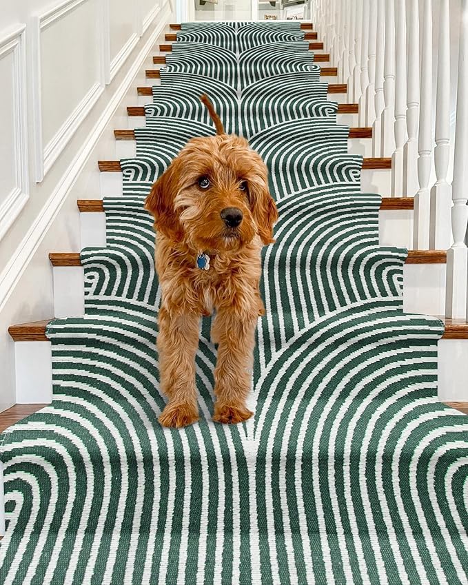 Tiffasea Washable Kitchen Runner Rug 2.6'x8' Hallway Rugs Green Entryway Runner Indoor, Reversible Farmhouse Cotton Hand-Woven Boho Laundry Room Rug Floor Carpet Runners for Bedroom Bathroom