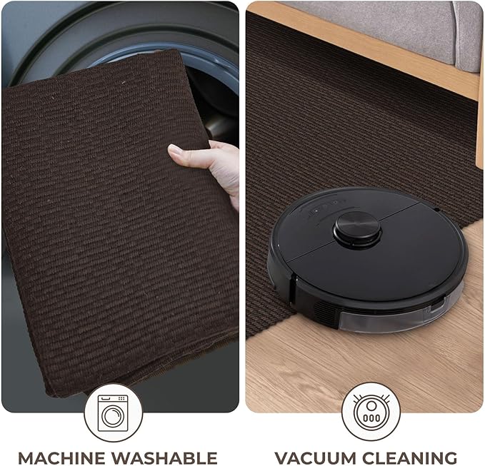 KOZYFLY Washable Runner Rug 2x6 Ft Runners for Hallways Non Slip Kitchen Runners Braided Cotton Entryway Runner Indoor, Carpet for Hallway Kitchen Entryway Bedroom, Coffee/Brown
