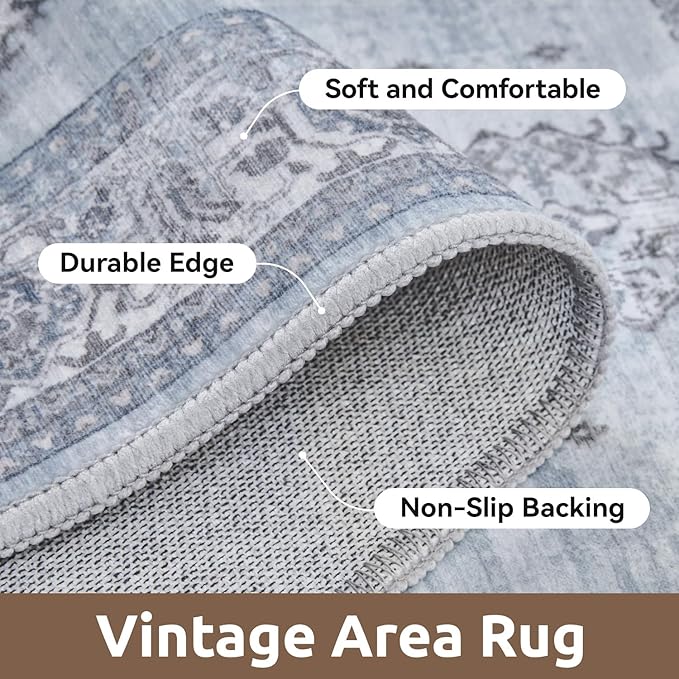 AMOAMI Vintage 2X6 Runner Rug Non Slip Soft Runners for Hallways Machine Washable Hallway Runner Bedside Rugs for Bedroom Long Rug for Hallways Entryway Laundry Room Kitchen Bathroom