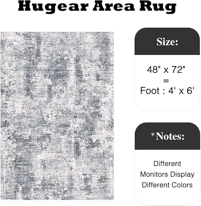 4x6 Entryway Rug Blue Hallway Area Rug Machine Washable Abstract Low Pile Carpet Bedroom Living Room Office Dining Room Kitchen Laundry Room Non Slip
