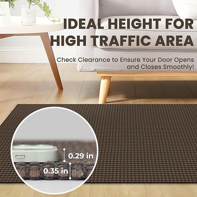 Braided Runner Rug 2x6 Ft Washable Runners for Hallways Non Slip Rubber Backed Kitchen Runners Cotton Entryway Runner Indoor, Woven Floor Carpet for Hall Kitchen Bedroom, Brown