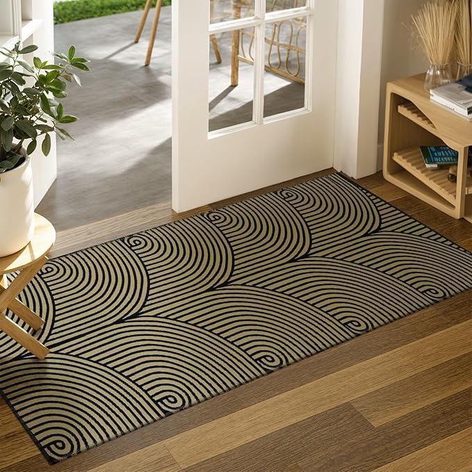 Tiffasea Washable Rug Runner 2'x5', Cotton Woven Kitchen Rugs Modern Bathroom Entryway Rug Indoor Outdoor Carpet Runner for Hallway Bedroom Laundry Room