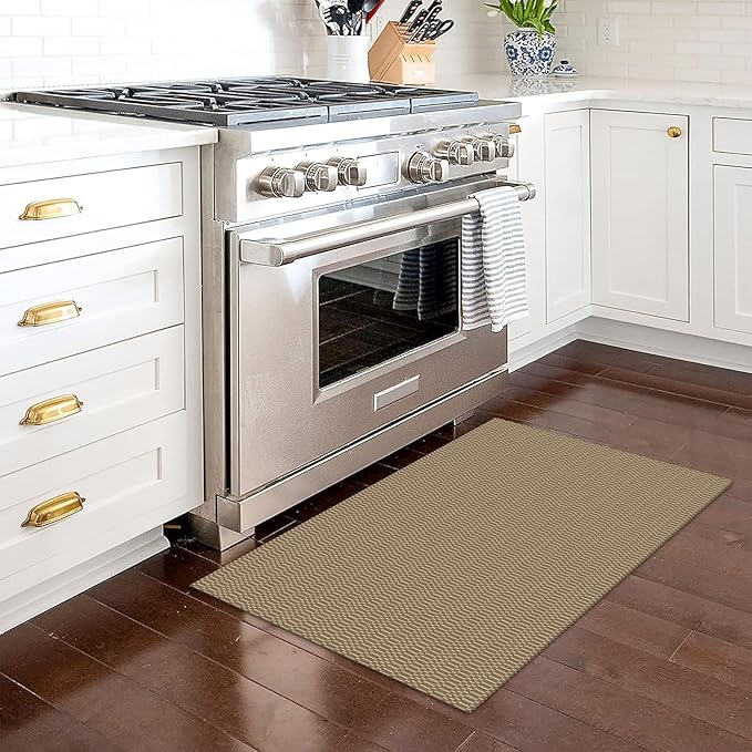 KOZYFLY Washable Area Rug 2x3 Ft Small Entryway Rug Indoor Door Mat Throw Rugs with Rubber Backing, Braided Cotton Floor Carpet for Front Entrance Bathroom Kitchen Foyer, Beige/Khaki