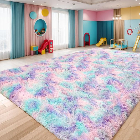 Sour Lemon Area Rugs 9x12 Living Room, Large Area Rug Shag Shaggy Carpet Soft Plush Furry Bedside Rug, Machine Washable Area Rugs for Bedroom Kids Girls Boys Home Decor Anti Slip