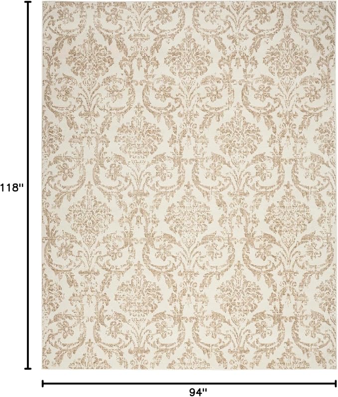Nourison Jubilant Vintage Ivory Beige 7'10" x 9'10" Area Rug, Easy Clean, Non Shedding, Bed Room, Living Room, Dining Room, Kitchen (8x10)