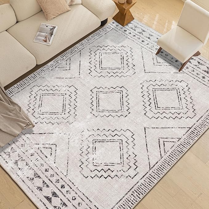 ILANGO Moroccan Runner Rugs for Hallway 2.5'x6' Machine Washable Area Rugs with Rubber Backing Modern Rugs Non Slip Carpet for Kitchen Indoor Floor Dedroom Farmhouse Dining Room, Foldable(Stone Grey)