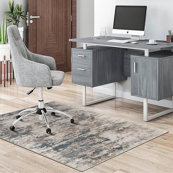 3x5 Abstract Washable Area Rug, Doormat Rugs, Non Pile, Tear and Stain Resistance, Non-Slip, Hand Woven Style Thin Entryway Rug Throw Rug for High Traffic Entrance Bedside- Multi