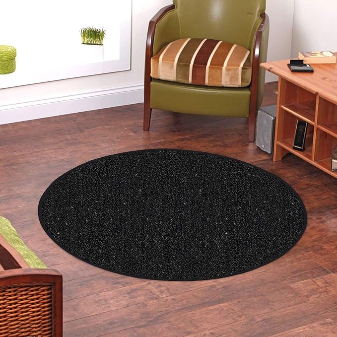Ambiant Broadway Collection Pet Friendly Indoor Outdoor Area Rugs Black - 7' Round, Stain & Fade Resistant, Easy Care, Pet & Kids Friendly, Made in USA, Perfect for Weddings & Everyday Use!