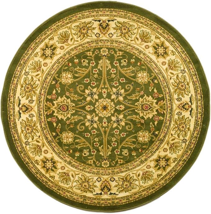 SAFAVIEH Lyndhurst Collection 3'3" Round Sage / Ivory LNH212C Traditional Oriental Non-Shedding Dining Room Entryway Foyer Living Room Bedroom Area Rug