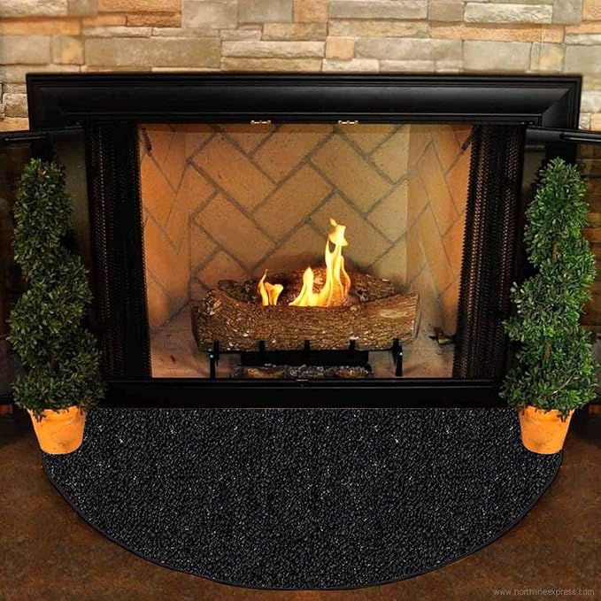 Ambiant Broadway Collection Pet Friendly Indoor Outdoor Area Rugs Black - 30'' x 60'' Half Round, Stain & Fade Resistant, Easy Care, Pet & Kids Friendly, Made in USA, Perfect for Weddings